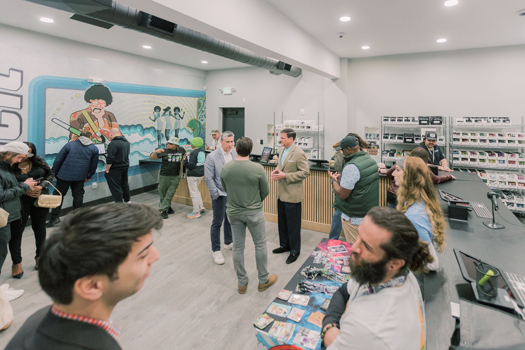 Lots of shopper inside of La Vida Gardens Dispensary.